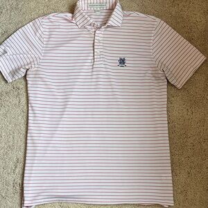 Classic Pink and White Striped Polo Shirt